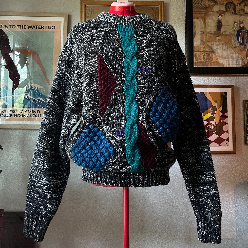80s Abstract Knitted Granpa Sweater